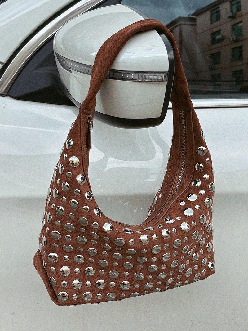 New high-end Leather Rivet Bucket Bag