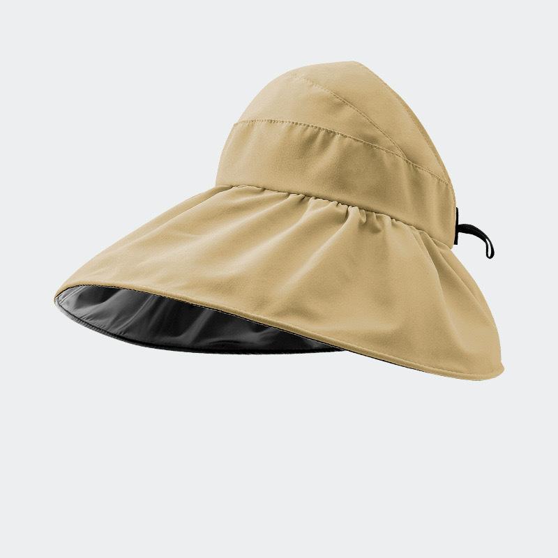 Summer new vinyl empty top hat big eaves UV protection sun hat breathable portable foldable ponytail