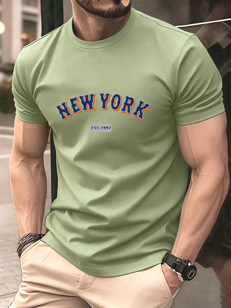 New York Letter Creative Print Cotton TShirts Men Summer Short Sleeve T Shirt Soft Oversized ONeck Tops Basic Male Clothes