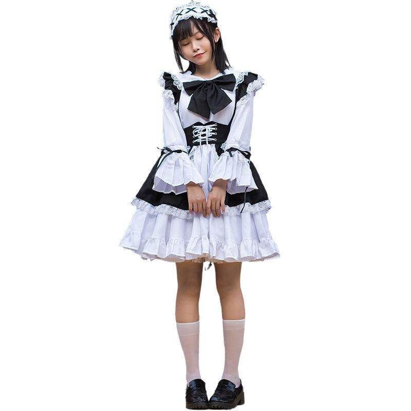 Lolita Maid Cosplay Restaurant Cafe Work Uniform Long Dress Black and White Maid Outfit Party Event Dropshipping