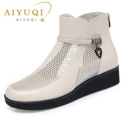 Coole Damenstiefel, Sommerplattform, Damenschuhe, modische, große Damen-Mesh-Stiefel