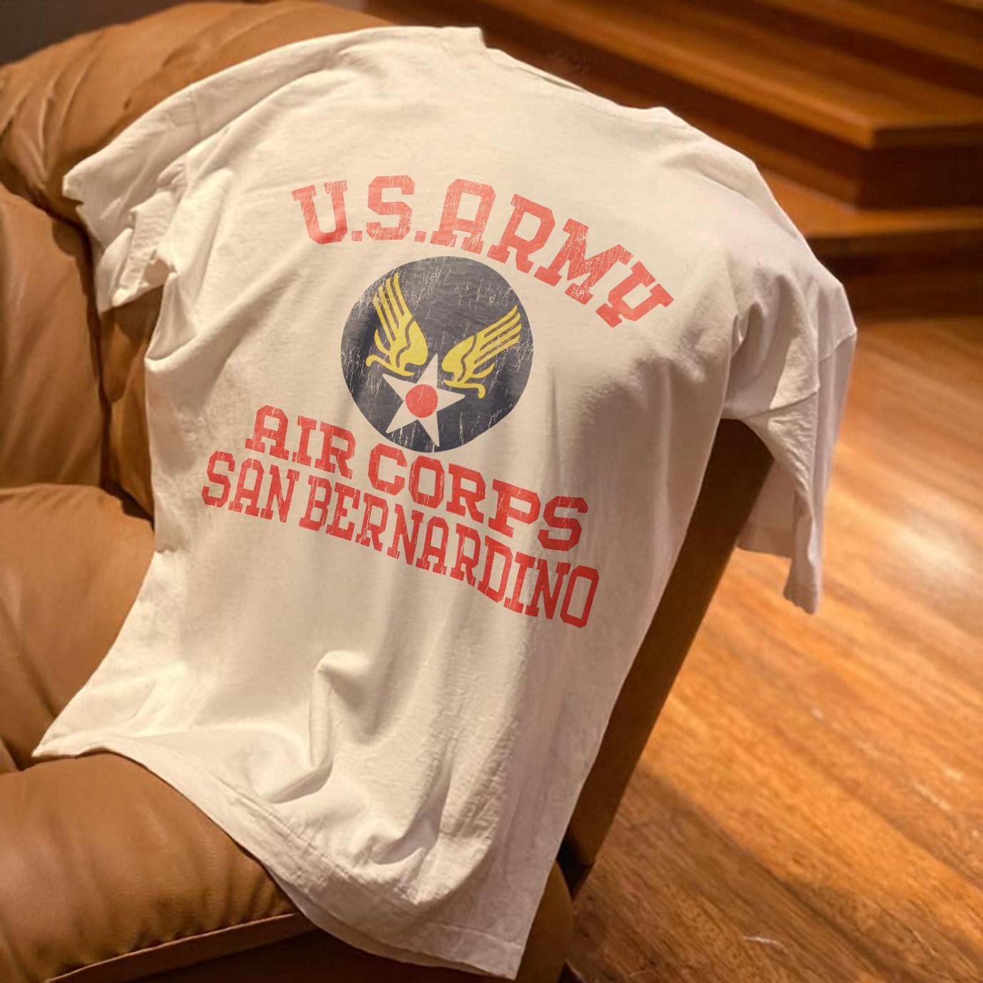 80s U.S. Army Air Corps San Bernardino Aged T-Shirt White M 2XL