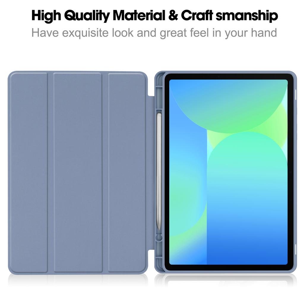 For Samsung Galaxy Tab S10 Lite/S10 FE/S9 FE Stand Case Shock-Absorbent Leather Tablet Cover with Pen Slot