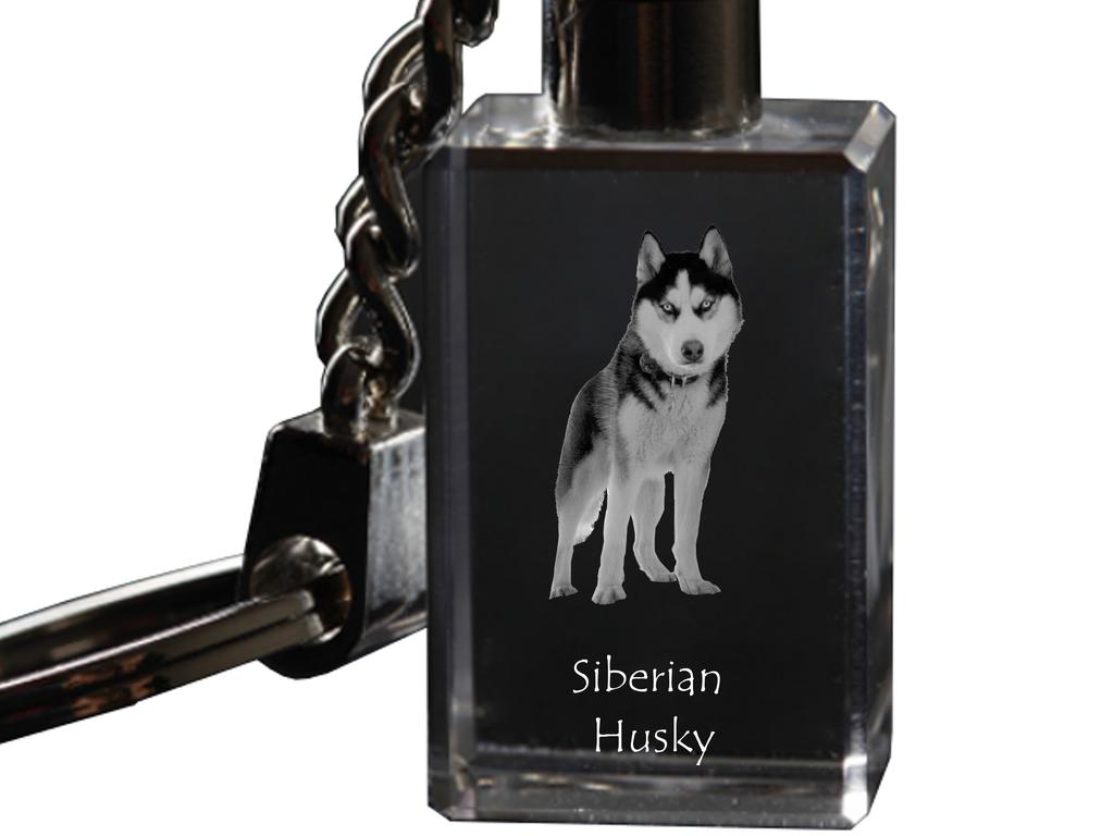 Siberian Husky, Chukcha - Kryształowy brelok ze zdjęciem psa, podświetlany brelok, wyjątkowy prezent od marki Art-Dog