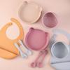 Color Kids 5PCS Food Grade Silicone Feeding Set Sucker Dishes Plate Self Feeding Bowl Sippy Cup BPA Free Toddler Meal Essentials