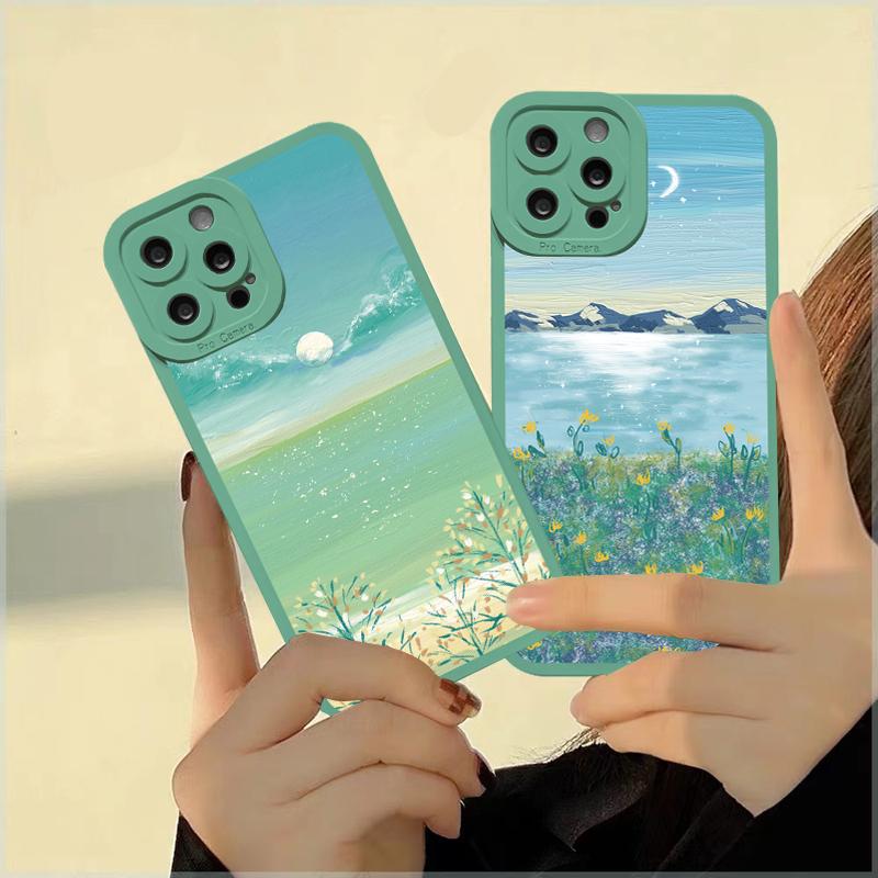 Art Oil Painting Flowers Phone Case For iPhone 14 11 12 13 Pro Max For iPhone XS X XR 7 8 Plus SE2 Soft Silicone Back Covers
