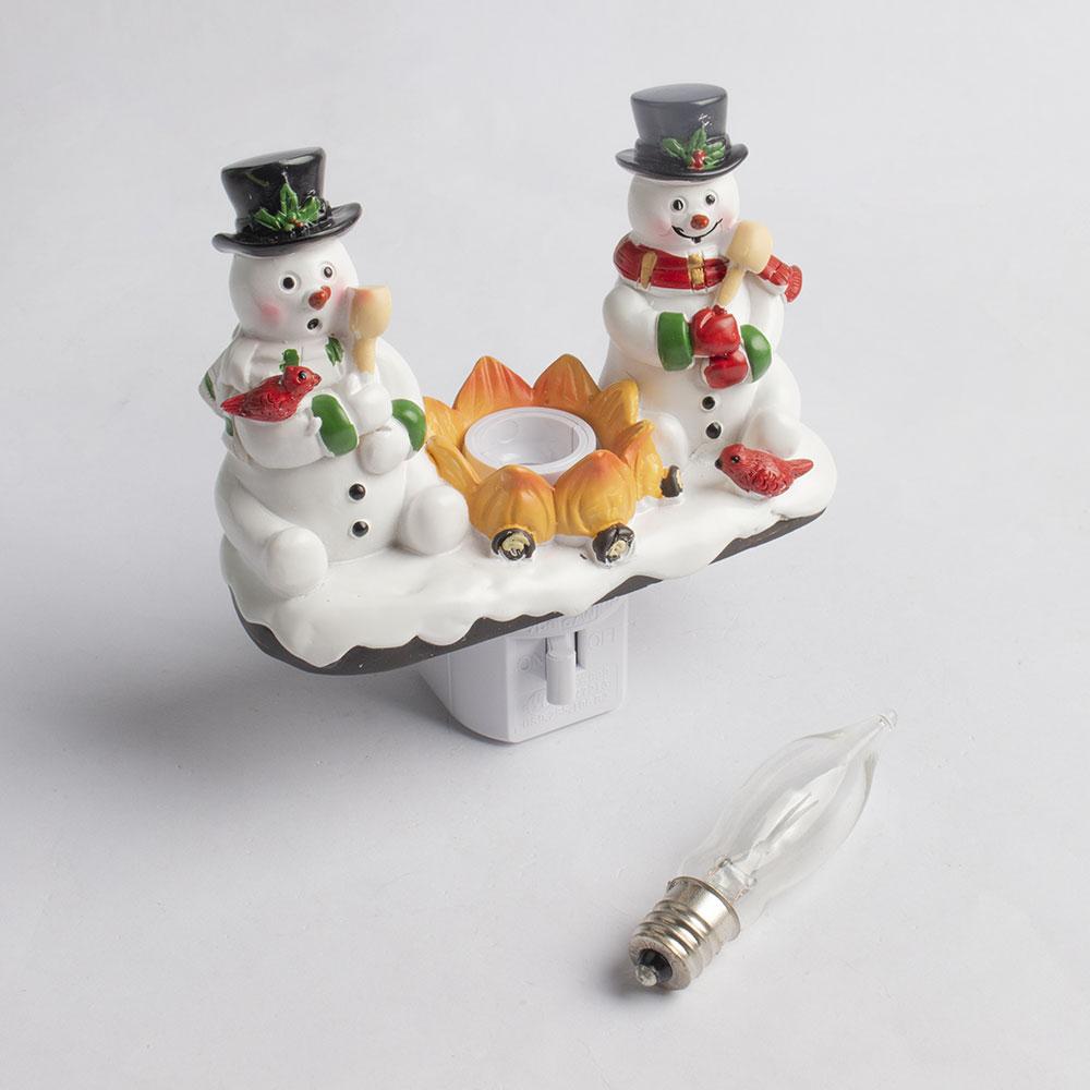 1pcs Snowman Campfire Flickering Night Light Christmas Santa Claus Plug In Night Light  Christmas Decoration for Boys/Girls