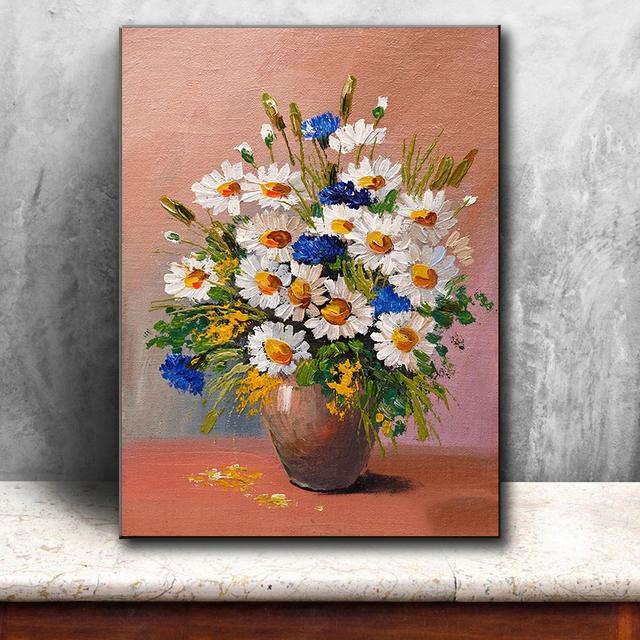 Abstract Bouquet of Flowers In Vase Oil Canvas Painting Posters and Prints Wall Art Pictures Living Room Home Decor No Frame