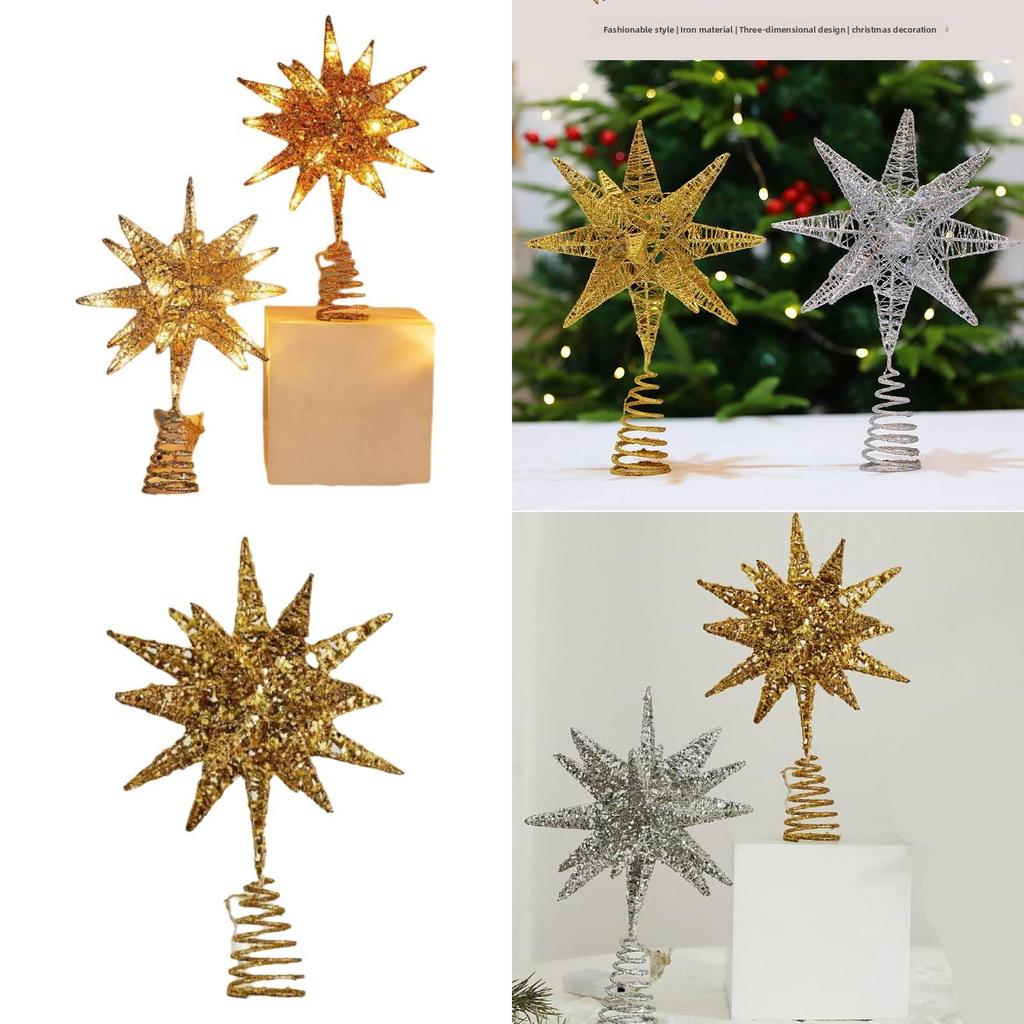 Star Tree Topper With Led Sparkles And Iron Construction For Christmas Festivities