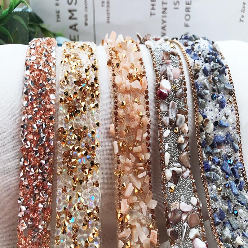 Hot Fix Rhinestone Ironing Chain DIY Clothing Shoes Bag Ironing Sewing Jewelry Accessories Gemstone Trim Belt Diamond Glue 1Yard