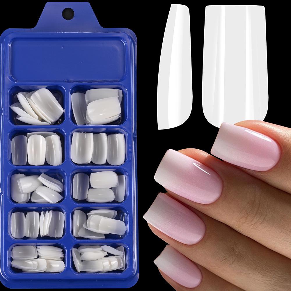 120Pcs/setmilky White Generous Nail Art Nail Art Piece, Almond Nail Piece, Advanced Medium Ladder Nail Removable Nail Piece