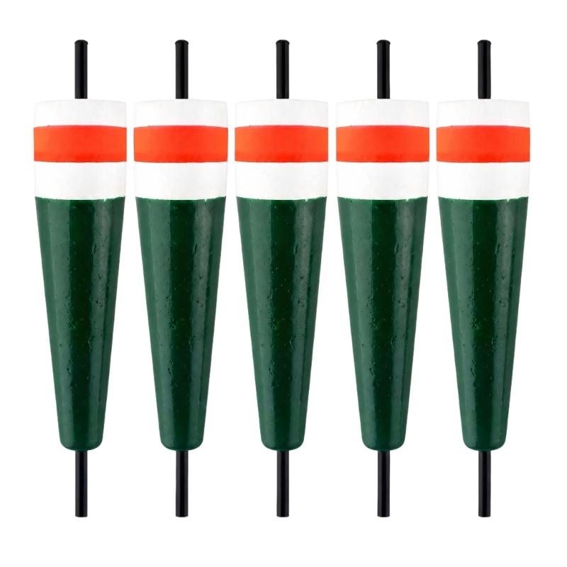 Fishing Bobbers for Nearshore Rock Angling and Coastal Casting, 5-Piece Molded Set with Tapered Shapes and Central Shafts