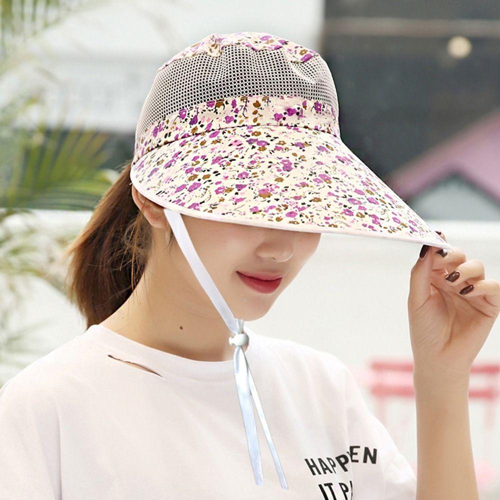 Wide Brim Summer Sun Hats Sun-shading Sun-protection Beach Cap Simple Printed Peaked Cap  Summer