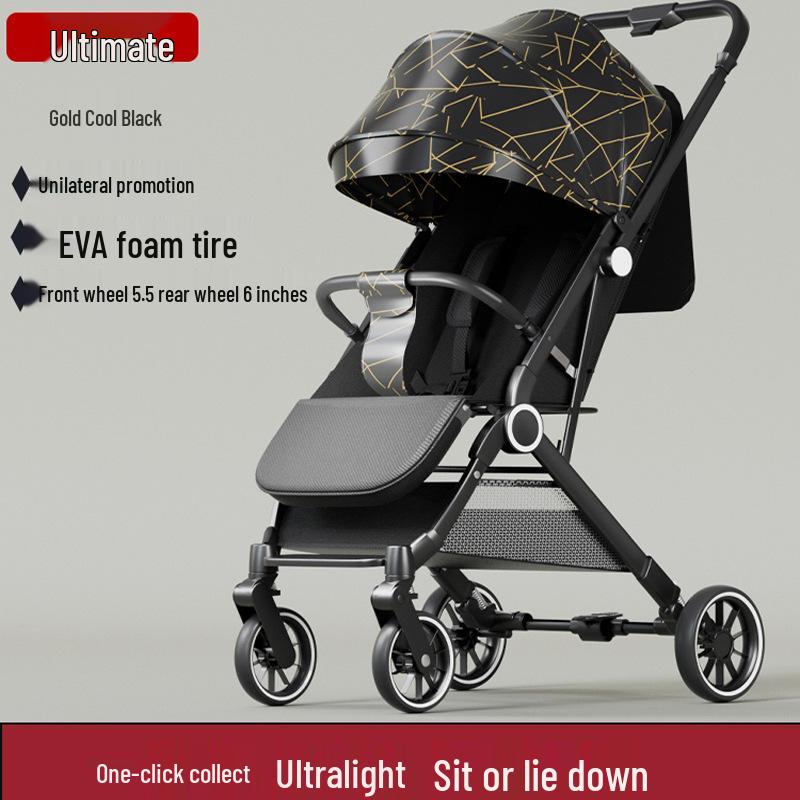 Two-way, Three-position Stroller: Sit or Lie, One-click Fold, Ultra-light, Portable Four-wheel Outdoor Baby Carriage.