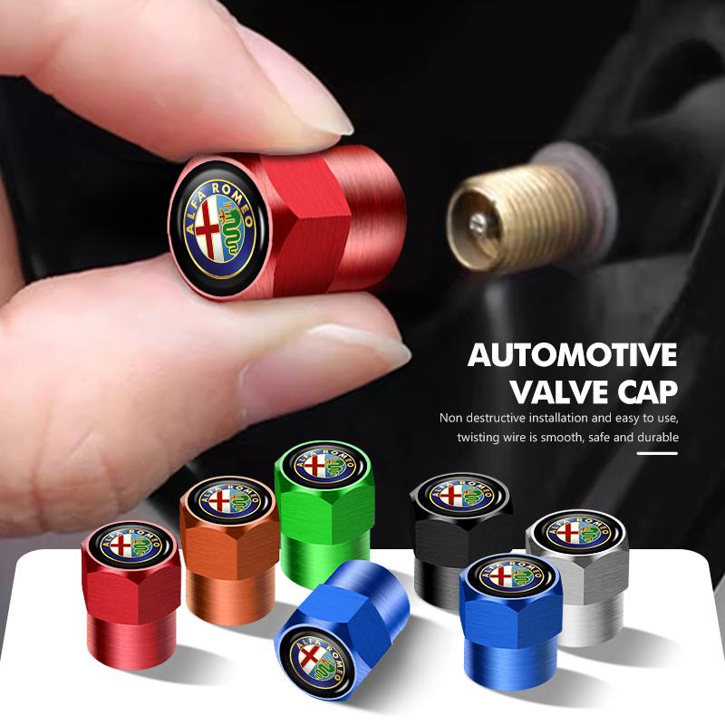 For Alfa Romeo 4pcs Car Wheel Tire Valve Caps Stem Case With Logo Car Styling Giulietta GT 159 147 156 Mito Brera Giulia Spider zq3