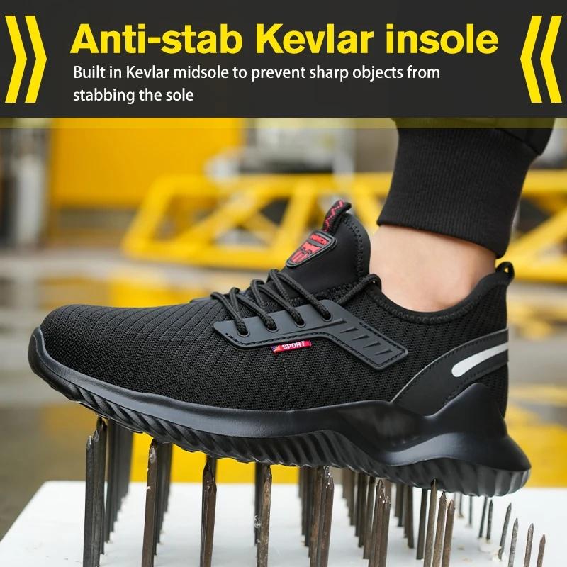 Lightweight Safety Shoes Men Steel Toe Sneakers Puncture Proof Breathable Safety Boots Man Dangerous Construction Work Foorwear