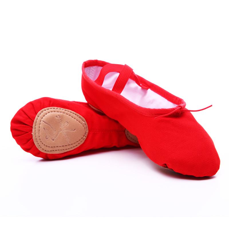 Children's and Adults' Red Canvas Ballet Shoes - Soft Sole Cat Paw Design for Dance Practice