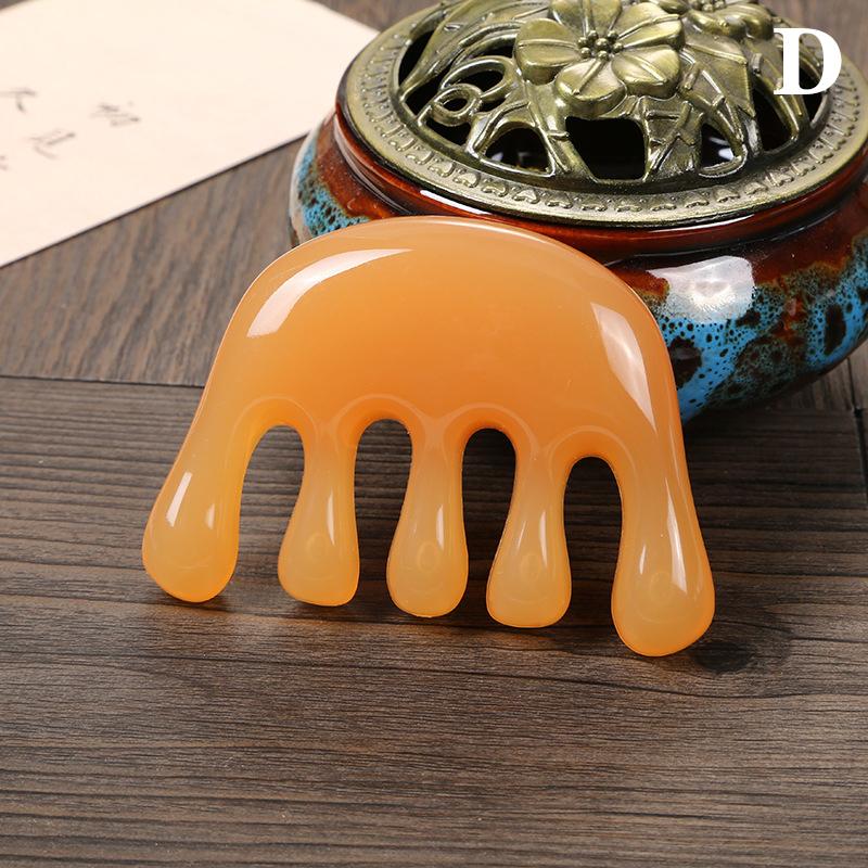 Große Zähne Kopf Akupunkturpunkt 5-Zahn Meridian Blut Massagekamm Harz Großzahn Kopfmassagegerät 5-Pfoten Halbrund Form Kamm