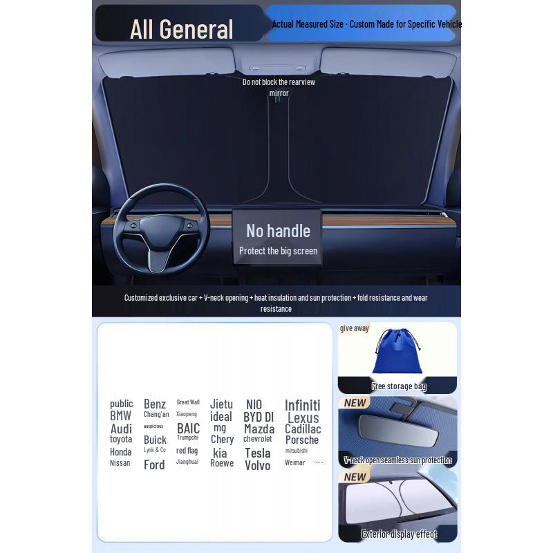 Car Sun Visor Sunshade for Small Windows - Heat Insulation Curtain for Interior Windshield