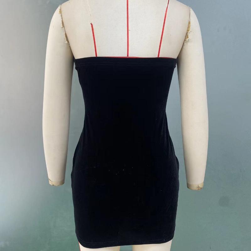 GMXIA Dress Summer Sexy Elegant Wind Package Hip Dress Sleeveless Strapless Slim Short Dresses