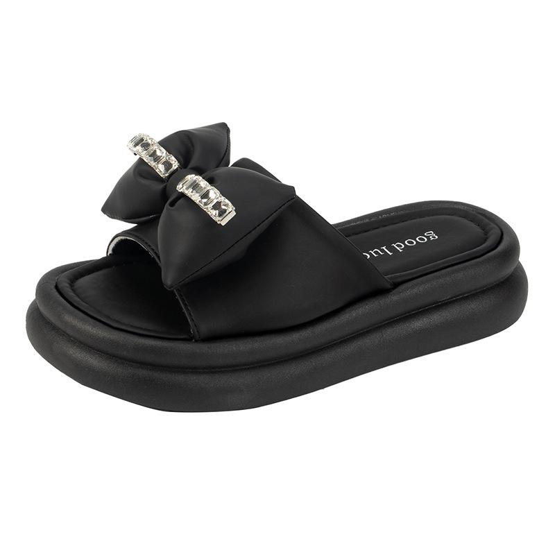 

Женские сандалии с бантом и стразами One Word - противоскользящие износостойкие прочные пляжные тапочки для отдыха на природе повседневная летняя обувь 35