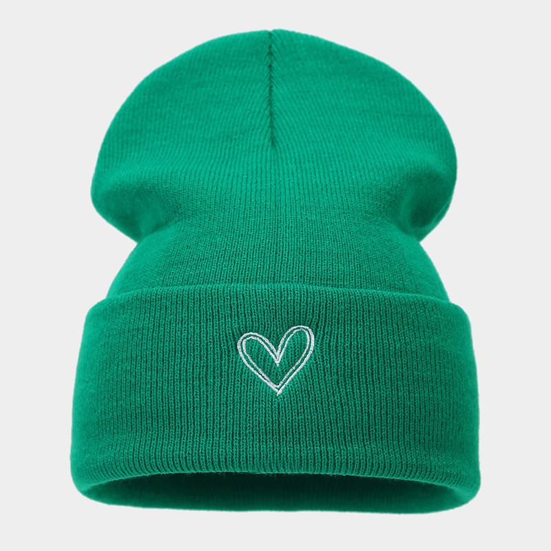 

Thickened Heart Design Knit Hat For Men And Women Winter Wear зелений