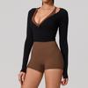 Hearuisavy Summer Women's Yoga Shirt Long Sleeve Sportswear Gym Breathable Quick Dry Sports Top Pilates Dance Ballet Wrap Tops