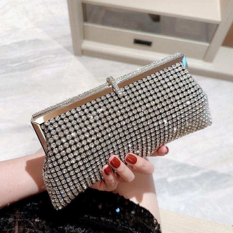 2026 Dinner bag handmade rhinestone button evening bag clutch bag banquet bag diamond dinner bag