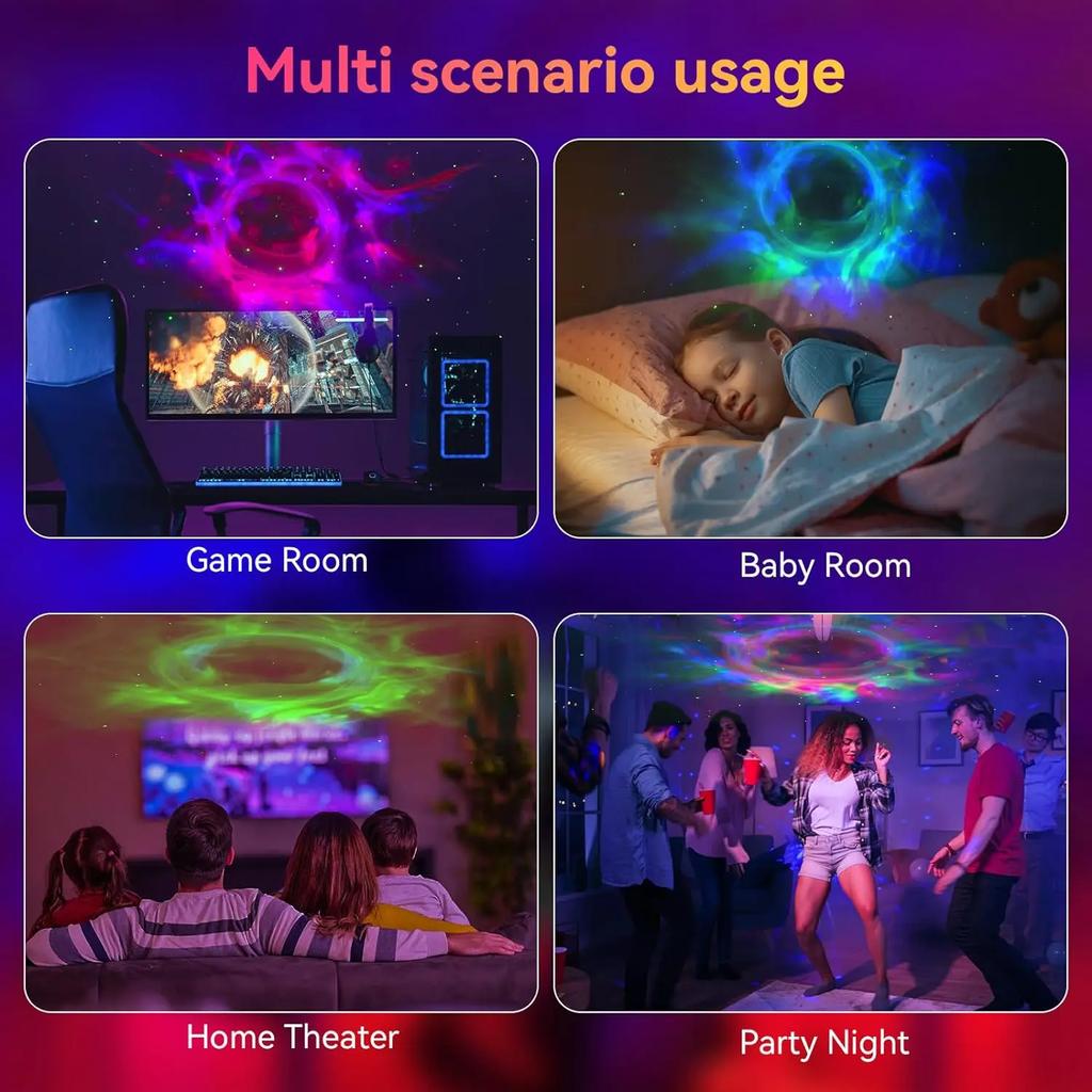 Robot Galaxy Projector Night Light Remote Control Nebula Projection Lights Bedroom Ambient Lighting
