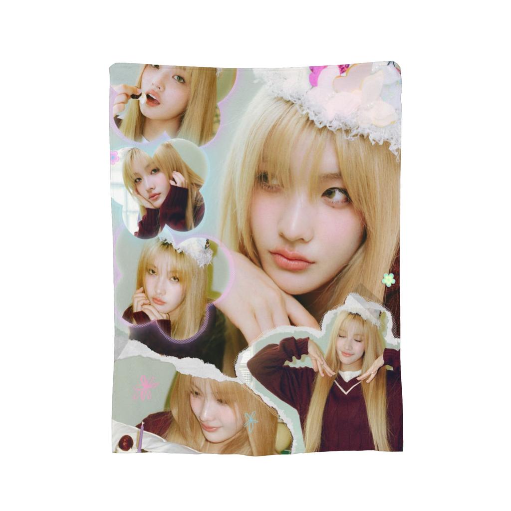 Illits Kpop Girl Group Blanket Fleece Print Multifunction Super Warm Throw Blankets for Bed Outdoor Plush Thin Quilt