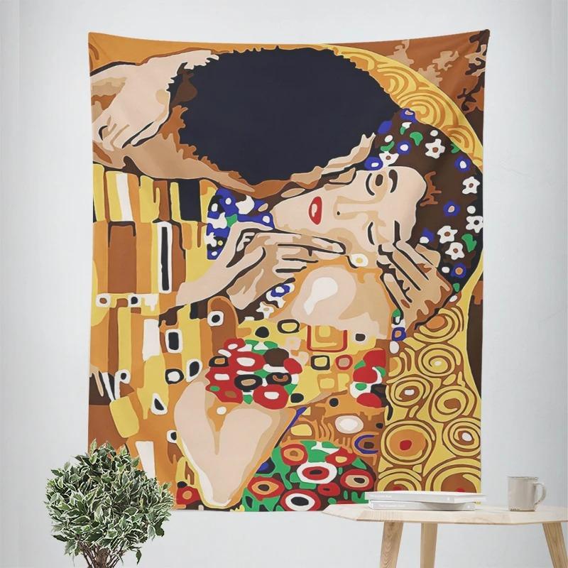 Vintage Oil Painting Pattern Decorative Tapestry Home Wall Decor Office Living Room Tapestry