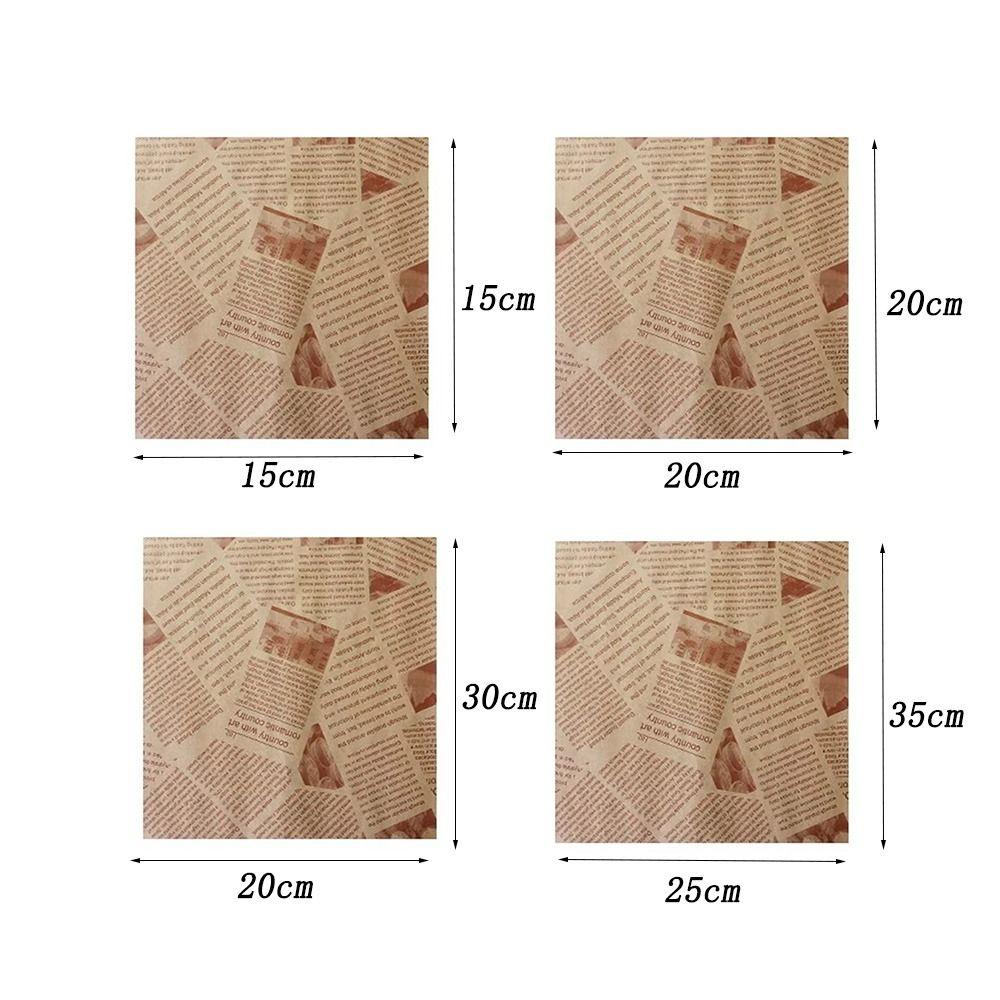 100Pcs Old Newspaper Style Oil-Proof Paper Safe Material Food Wrapping Fried Food Paper Burger Wrapping Paper Fryer Use
