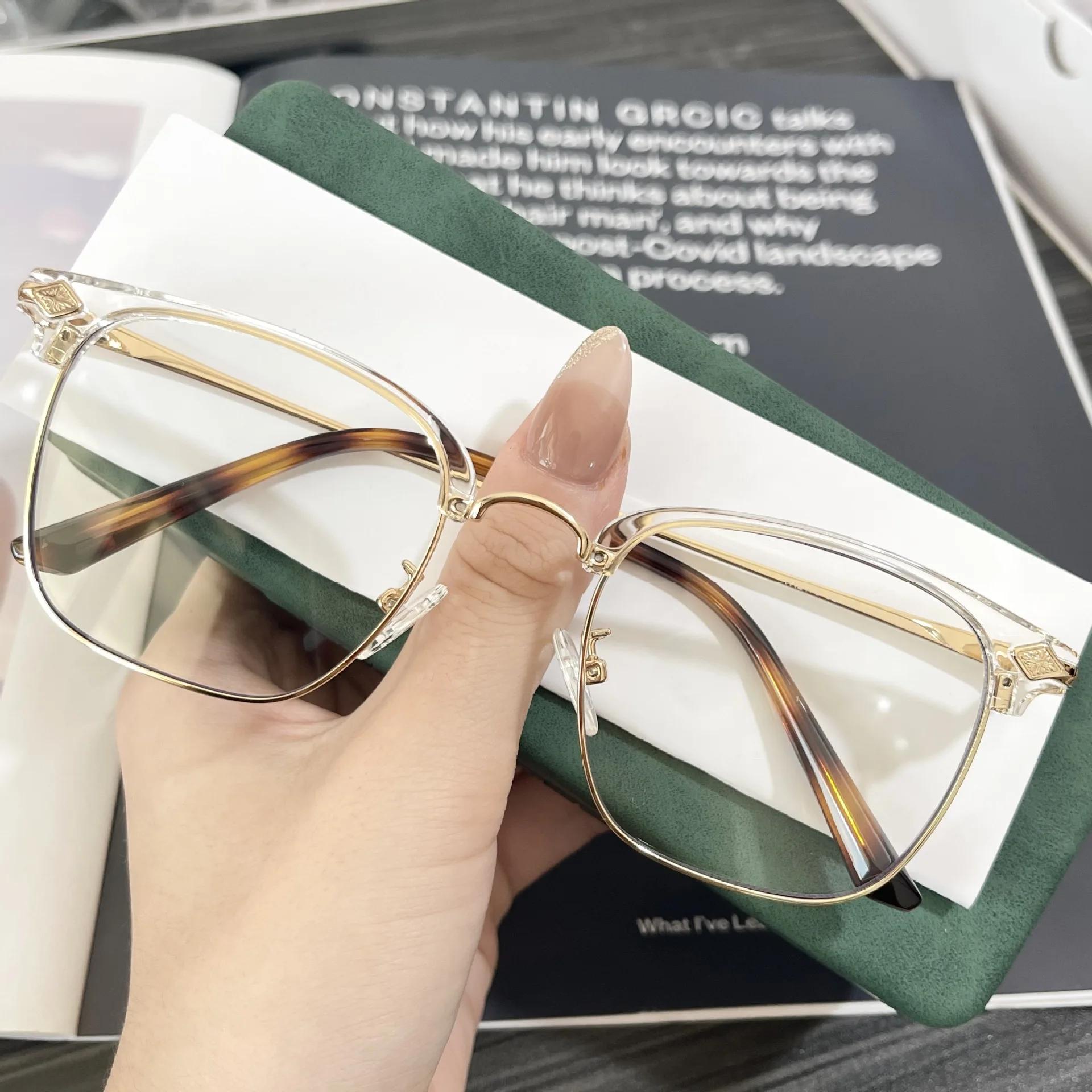 

Luxury Metal Half Frame Blue-blocking Light Myopia Glasses Men Business Classic Protective Short Sight Eyeglasses Diopter 0 To -4.0 0(anti-blue)