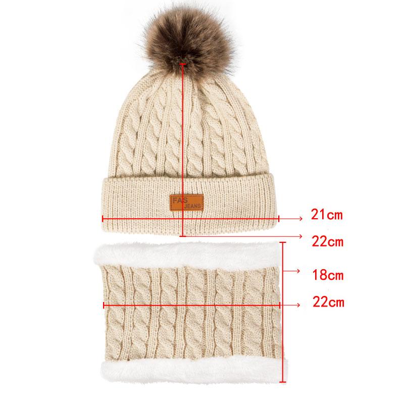 Winter Warm Scarf Hat Gloves Set Touch Screen Glove Pompom Cotton Beanies Bonnet Plush Thicke Scarves Unisex Knitted Thermal Set