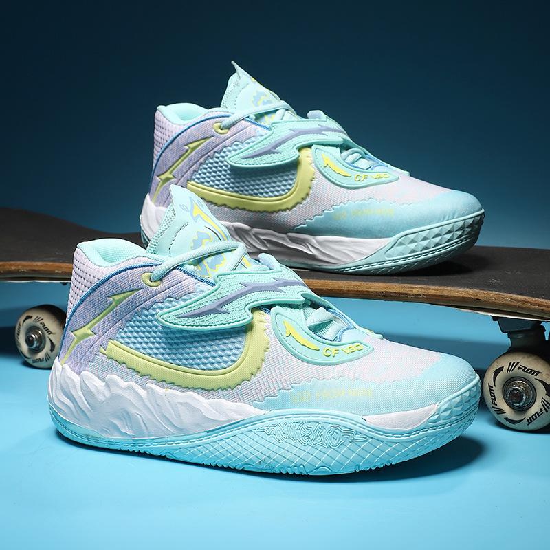 Basketball shoes for men and women, couples, mandarin ducks, two-color mesh medium to help primary school students, and a pair of trendy sports shoes