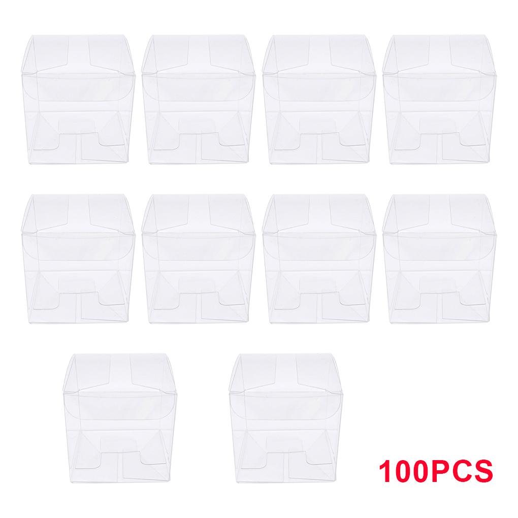 100pcs Packing Box DIY Self-Assembly White Blank Boxes Plastic PVC Transparent Candy Chest Christmas Party Thanksgiving