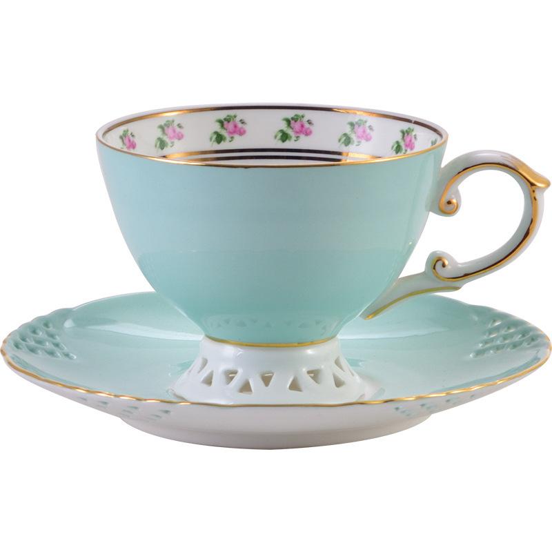 Coffee Cup And Saucer Set, Ceramic Light Luxury Bone China Flower Teacup Tray, Nordic British Small Fresh And Luxurious Afternoon Red Teacup
