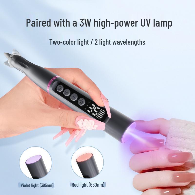 Electric Nail Art Grinding Machine with Curing Lamp – Nail Grinder and Remover