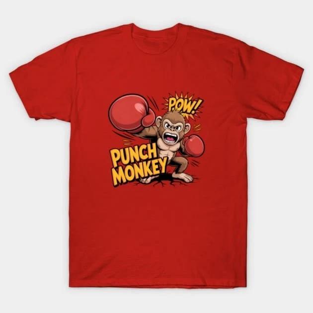 Funny Punch Monkey Shirt –Gildan Cartoon Monkey Punch Graphic Tee for Meme Lover S