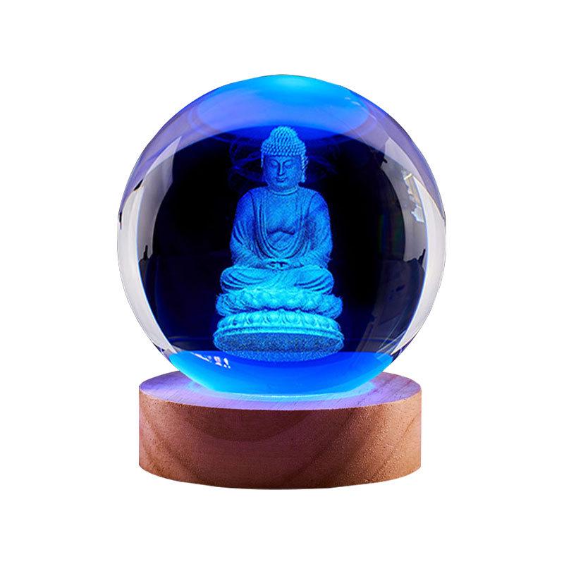 Seated Buddha Romantic Crystal Night Light Gift for Girlfriend