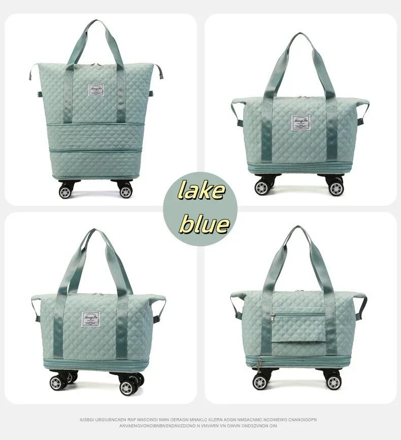 

Lightweight Folding Large Capacity Storage Luggage Bag Universal Wheel Travel Luggage Bag Sports Wet and Dry Separation Yoga Bag озеро синий
