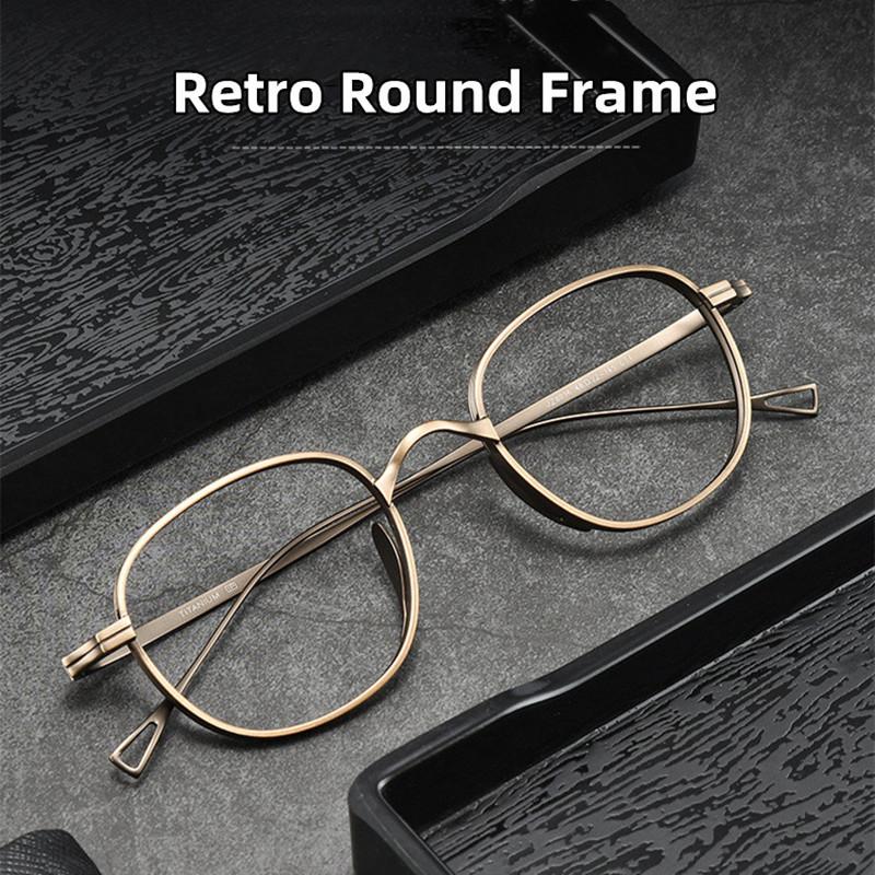 Pure Titanium Brand Design Glasses Frame Men Retro Round Prescription Eyeglasses New Vintage Photochromic Reading Glasses