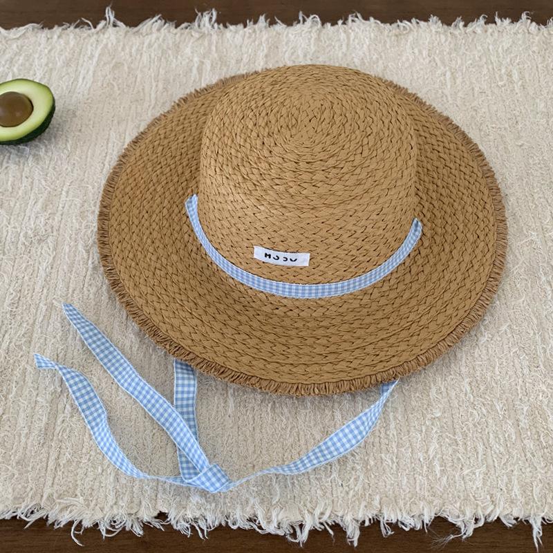 

Летняя широкополая стильная соломенная шляпа для женщин со сладким милым дизайном, идеально подходящая для пляжа хаки