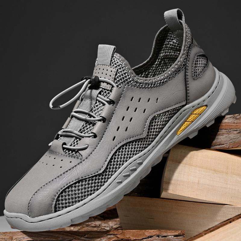 Fashion Summer Band Outdoor Mesh Shoes Quality Leather Men Casual Shoes Outdoor Breathable Flats Sneakers Male Comfortable Walking Shoes