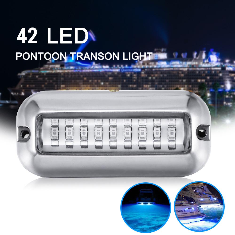 2pcs IP68 Waterproof Underwater Light Stainless Steel Ship Beam Light 42 LED Pontoon Boat Transom Light