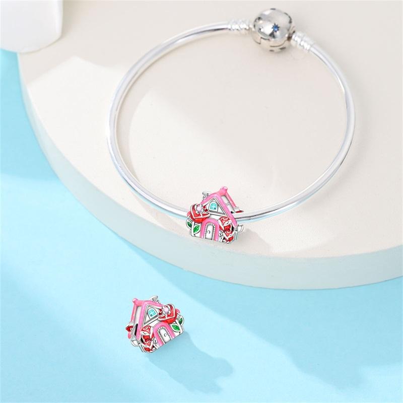 New Charms Copper Romantic Roses House Pendants Charms Fit Original Charms Bracelets Beads Diy Jewerlry Accessories