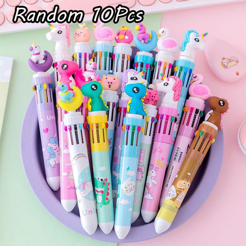 4PCS Cartoon Ballpoint Pen Gift Favor Dinosaur Unicorn Birthday Party Prize Gift Wedding Guest Giveaways Random style 4Pcs