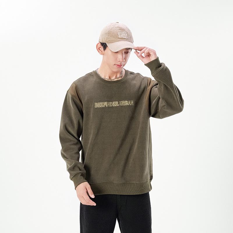 Men's Color-Block Patchwork Round Neck Hoodie - 2025 Trendy Autumn/Winter, Loose Fit, Plus Size, Long Sleeve