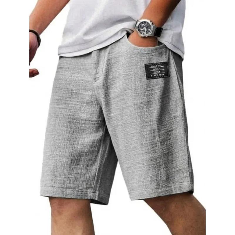 

Men s Loose Fit Casual Shorts With Classic Logo Patch For Daily And Beach Wear S серый