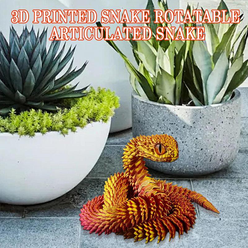 3d Printed Snake Desk Ornament Rotatable Office Realistic Snake Statue Table Decoration Landscape Figurines Accessories